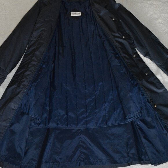 Vintage Petite Essentials by Worthington Trench Rain Coat size 12P Navy - Picture 5 of 9